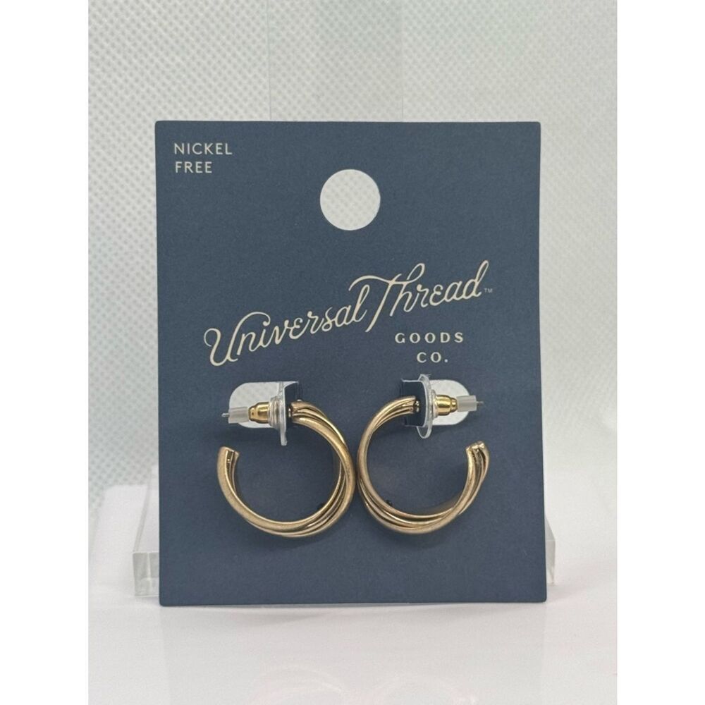 Universal Thread Gold Twisted Mini Hoop Earrings